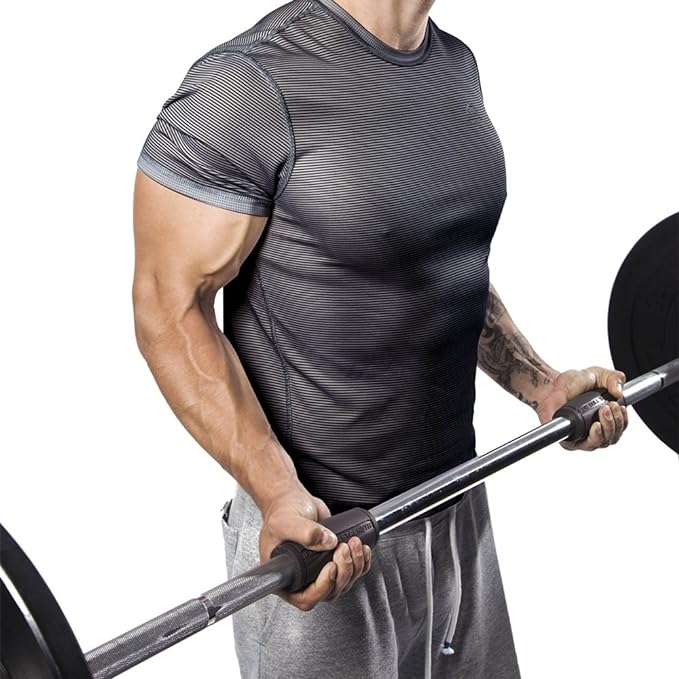 Iron Bull Strength Alpha Grips 2.0 - Extreme Arm Blaster - Best Dumbbell and Barbell Thick Bar Adapter (Charcoal)
