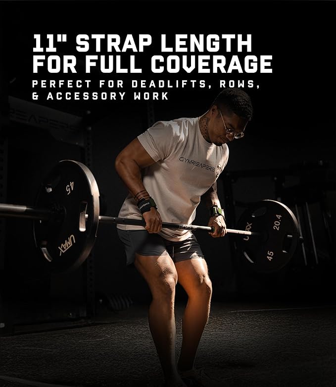Gymreapers Weight Lifting Straps With Dowel - Wrist Straps for Weightlifting - Workout Deadlift Wrist Weights - Reinforced Stitching & Padded Fit Gym Accessories for Strength & Gym Hand Grip