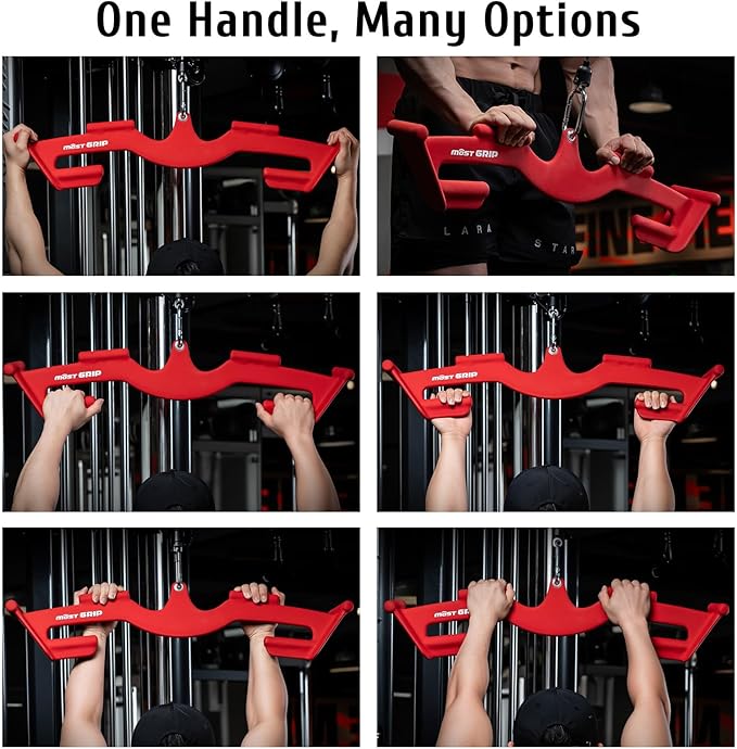 LAT Pull Down Bars Set, Triangular Stability LAT Pulldown Attachments with 8 Ergonomic Handles for Whole Back Training, Non-Slip Cable Machine Attachment for Gym Home Workout