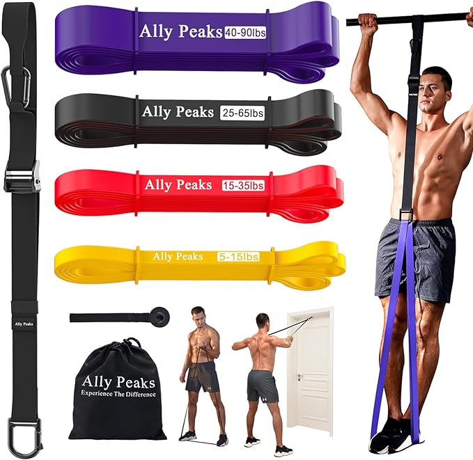 Ally Peaks Pull Up Assistance Bands System,Up to 410 lbs Assistance, Resistance Bands,Adjustable and Replaceable Pull Up Assist Band,Assisted Pull Up Resistance Bands for Pull Up Assist Push Up Assist