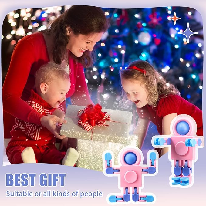 Hanaive 100 Robot Fidget Spinners Transformable Fingertip Gyro Chain Toy Deformable DIY Stress Relief Fidget Sensory Toys Adults Piñata Goodie Bag Birthday School Gift