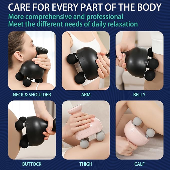DEITY 4 Heads Handheld Massage Gun Deep Tissue, Electric Body Massager, Percussion Muscle Massager for Easing Shoulder and Back Tension, Perfect Gifts for Man Women, Pink