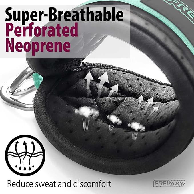 Frelaxy Ankle Straps for Cable Machine – Comfortable & Durable Leg Straps for Kickbacks, Glute Workouts, and Lower Body Exercises – Perforated Neoprene Padding & Tapered Fit