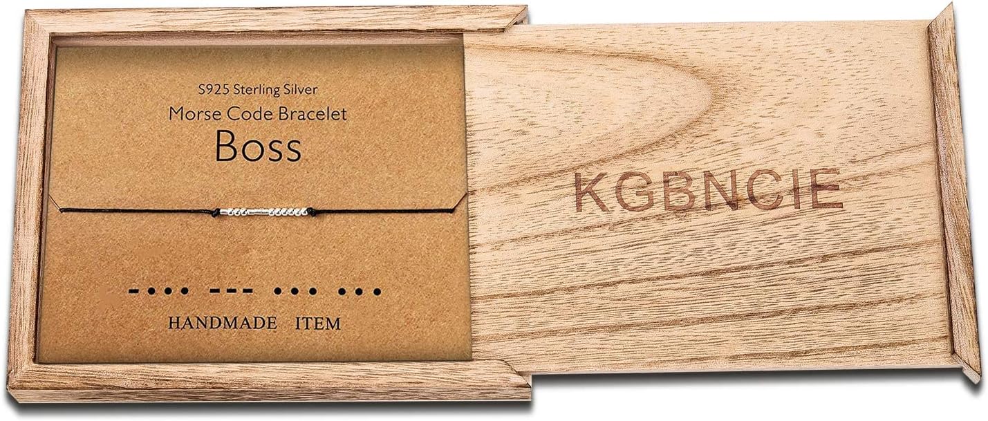 KGBNCIE Morse Code Bracelet for Women Sterling Silver Beads on Silk Cord Secret Message Fuck Friendship Inspirational Encouragement Bracelet Gift for Her