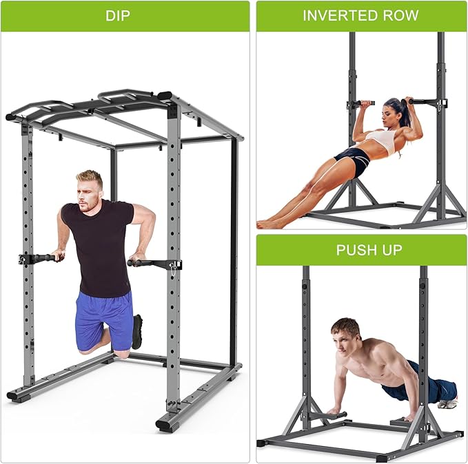 Dip Bar Attachment for Power Rack, Non-Slip Wide & Narrow Grip Handles, 500 lbs Capacity, Squat Rack Attachment for Dips, Inverted Rows, Push-Ups