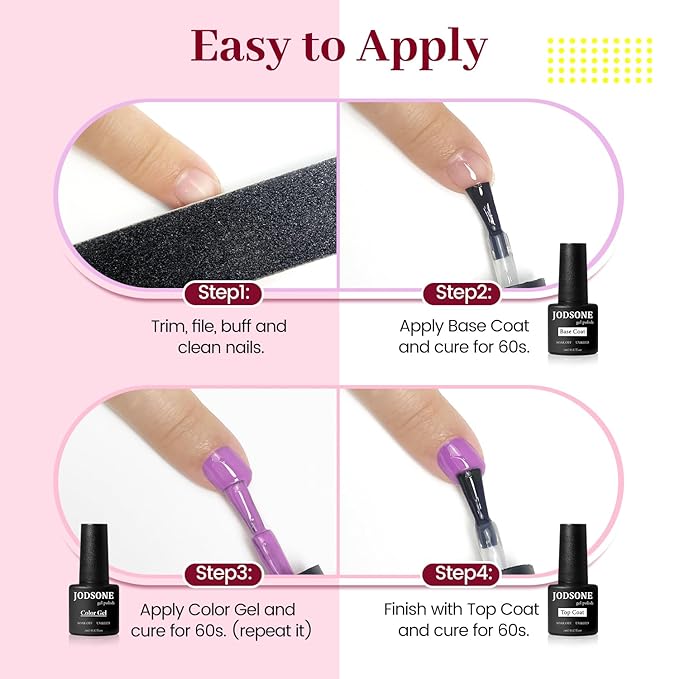 JODSONE 23 PCS Gel Polish Kit Colorful Fashion Classic Nail Gel Set 3 Bottles of Base Coat Matte and Glossy Top Coat