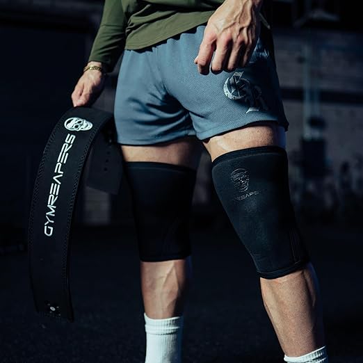 Knee Sleeves (1 Pair) With Gym Bag - IPF Approved - Knee Compression Sleeve Support for Squats, Weightlifting, and Powerlifting - Gymreapers 7MM Neoprene Sleeves - 1 Year Warranty (Black/Black, X-Large)