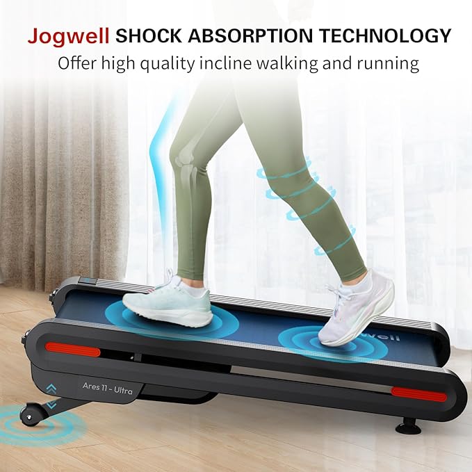 Jogwell Walking Pad with 12% Auto Incline, Under Desk Treadmill for Home Office, Upright Space-Saving Design Walking Pad with Handle Bar, Double Steel Frame, 330 LBS Capacity, Remote Control