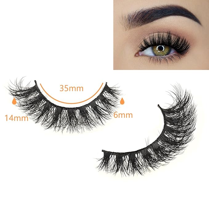 False Eyelashes Short Lashes Full Mink Lash Strips 10 Pairs Fluffy Cat Eye Strip Eyelash Wispy Volume Lashes Pack Fake Cateye EyeLash Natural Look