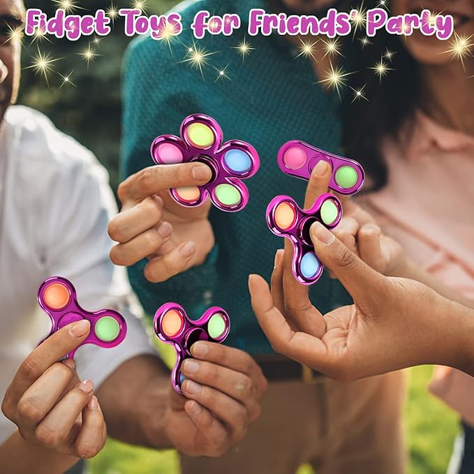 FIGROL 3 Pack Pop Fidget Spinner, Push Pop Bubble Fidget Spinner, Simple Sensory Metal-Looking Plastic Hand Spinner - Stress Reduction and Anxiety Relief for Children