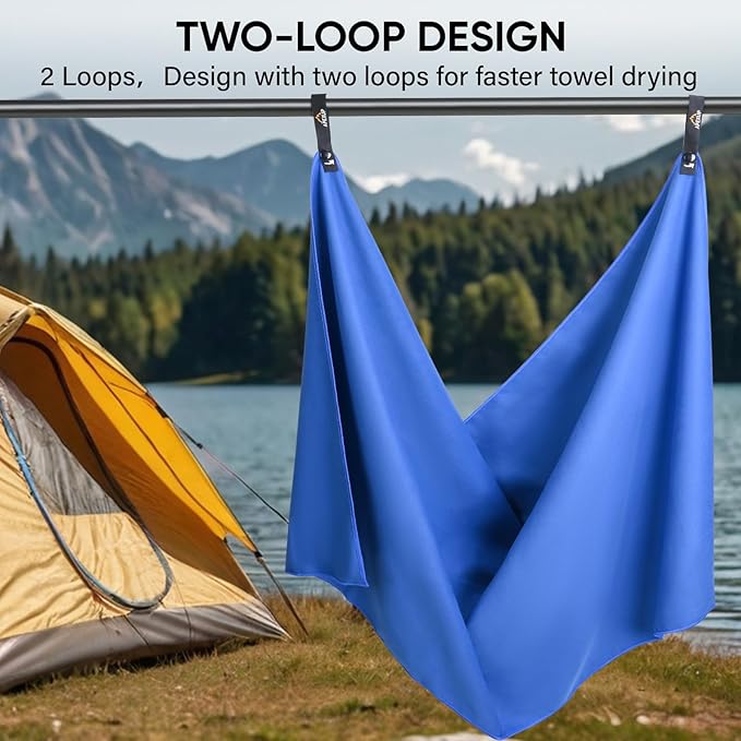 APEXUP Microfiber Travel Towel, Ultra Absorbent Quick Dry Towels, Lightweight Gym Sports Camping Towel for Workout, Yoga, Beach, Shower, Swimming (48"×24", Dark Blue)