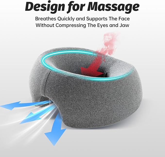 Face Down Pillow for Bed, Massage Headrest for Prone & Stomach Sleeping, Face Cradle for Spa, BBL Pillow for Post-Eye Surgery Recovery & Vitrectomy Recovery Equipment, Removable Cover Grey