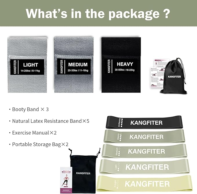 Non-Slip Fabric Resistance Bands for Working Out, Loop Exercise Bands for Booty Leg, Butt, Glute, Stretch Workout Bands for Women & Men, Hip Elastic Bands for Home Gym Fitness, Yoga, Pilates