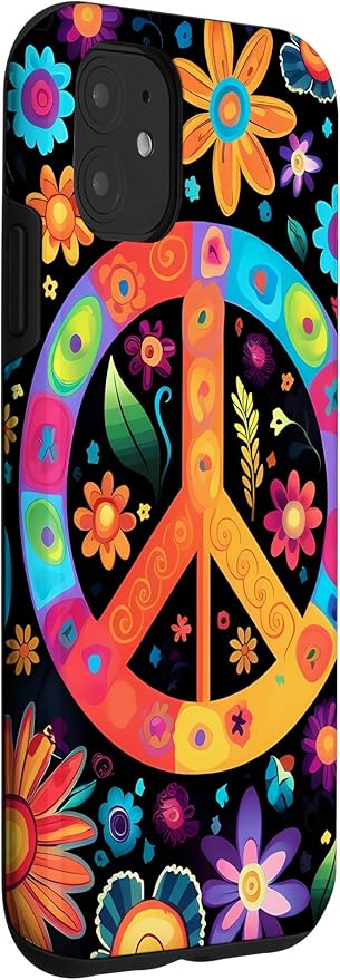 iPhone 11 Peace Sign Hippie Floral Case