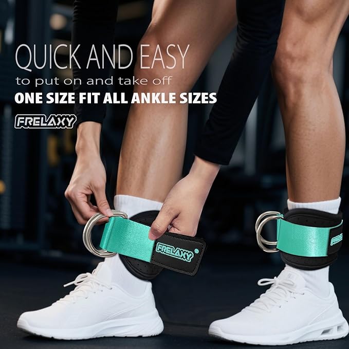 Frelaxy Ankle Straps for Cable Machine – Comfortable & Durable Leg Straps for Kickbacks, Glute Workouts, and Lower Body Exercises – Perforated Neoprene Padding & Tapered Fit