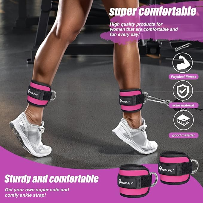Ankle Strap for Cable Machine, Gym Ankle Cuff for Kickbacks, Leg Extensions, Glute Workouts, Booty Hip Abductors Exercise for Women and Men