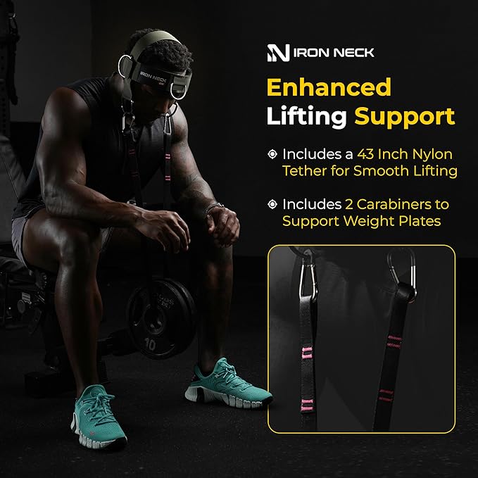 Iron Neck, Versatile Neck Exerciser, Strengthener and Trainer with Adjustable Head and Chin Strap, Portable Head Harness for Weight Lifting, Home and Gym Use