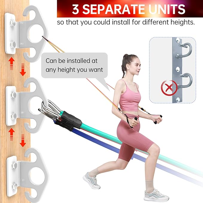 Resistance Band Wall Anchor Set,No Weld Wall Mount for Exercise Bands & Suspension Straps Resistance Band Wall Mount System Compact Strength Training Kit for Home Gym Workouts & Physical Therapy