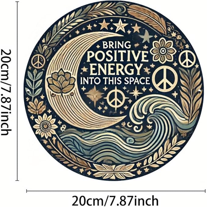 1pc Positive Energy Iron Wall Art, 7.8 Inch Aluminum Foil Carved Decorative Sign for Home, Restaurant, Bar, Cafe, Courtyard, Garage - Mindful Decor