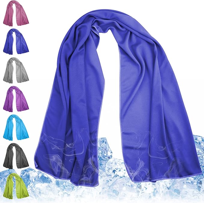 Cooling Towel for Neck and Face - 43.3" x 15.7" - Quick-Dry Microfiber - Ideal for Hot Weather, Gym, Fitness, Camping, Yoga Sport, Golf - Navy Blue