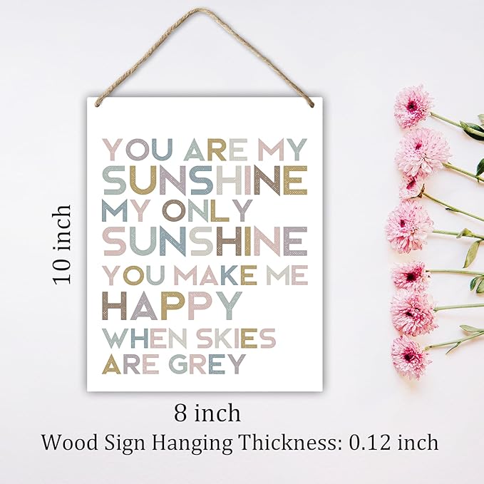 Hanging Plaque With Rope, Home Wall Decor Wood You are My Sunshine Only Sunshine Sign, Door Decor Motivational Wood Hang Sign for Study Dining Room Bedroom Kitchen, Farmhouse Art Plaque Gift -26