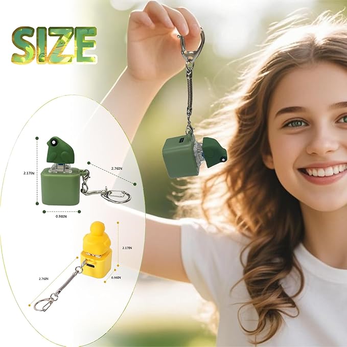 Frog Croaking Fidget Toy, Fun Stress Relief Toy with Led Lights, Cute Duck Quacking Keychain, Adults Keyboard Clicker, Ideal for ADHD and Autism (Frog Croaking +Duck Quacking)