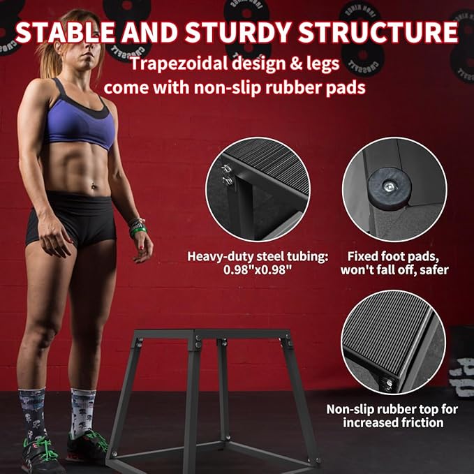 Metal Plyometric Jumping Box,12/18/24/30 Inch Steel Plyo Box Set for Fitness Exercise Home Gym,Single/Set