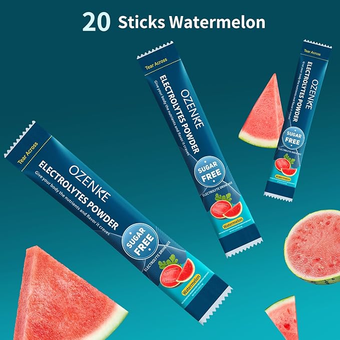 Electrolytes Powder Packets, Hydration Packets, Electrolytes Sugar Free, Portable Electrolyte Drink Mix for Rapid Hydration, No Sugar & Low Sodium | 0 Calorie | Watermelon Flavor | 20 Sticks