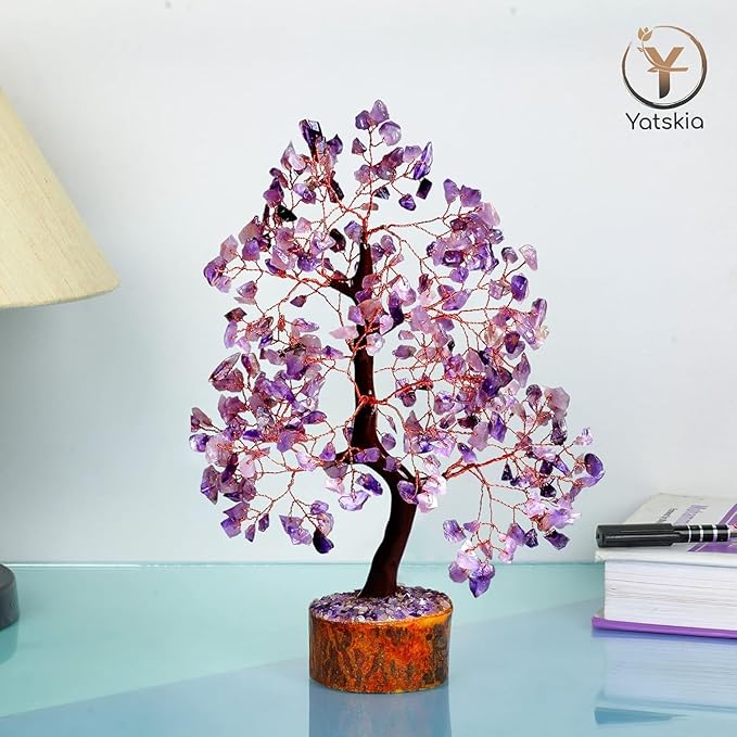 YATSKIA Amethyst Crystal Tree Stones and Crystals Tree of Life, Crystal Home Decor, Good Luck Gifts, Spiritual Gifts for Women