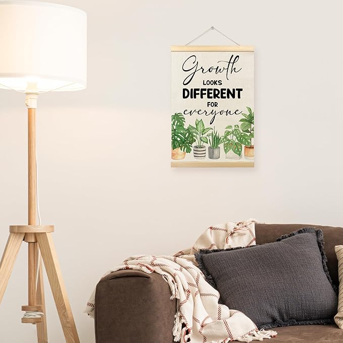 TLESKE Classroom Mental Health Poster Hanger Frame, Positive Affirmations Hanging Wall Art Room Decor for School Counseling Therapy Office, Growth Looks Different for Everyone Prints Pictures, 12x16