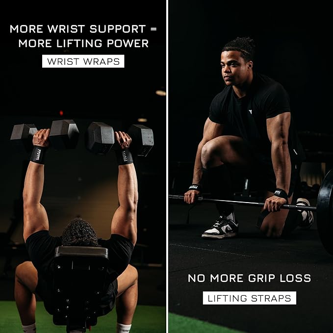 Breaking Limits Gym Straps Weight Lifting Wrist Wraps Bundle β Workout Lifting Straps for Deadlift β Wrist Straps for Weightlifting Men & Women - MuΓ±equeras Para Gym