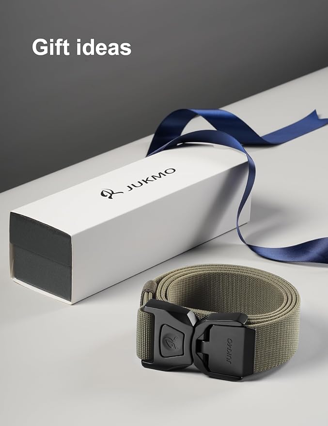 JUKMO Quick Release Tactical Belt, Military Work 1.5" Nylon Web Golf Belt with Heavy Duty Seatbelt Buckle