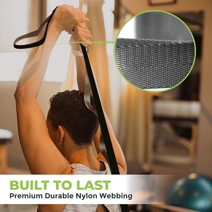 Gradient Fitness Stretching Strap for Physical Therapy, 12 Multi-Loop Stretch Strap 1" W x 8' L, Neoprene Handles, Physical Therapy Equipment, Yoga Straps for Stretching, Leg Stretcher.