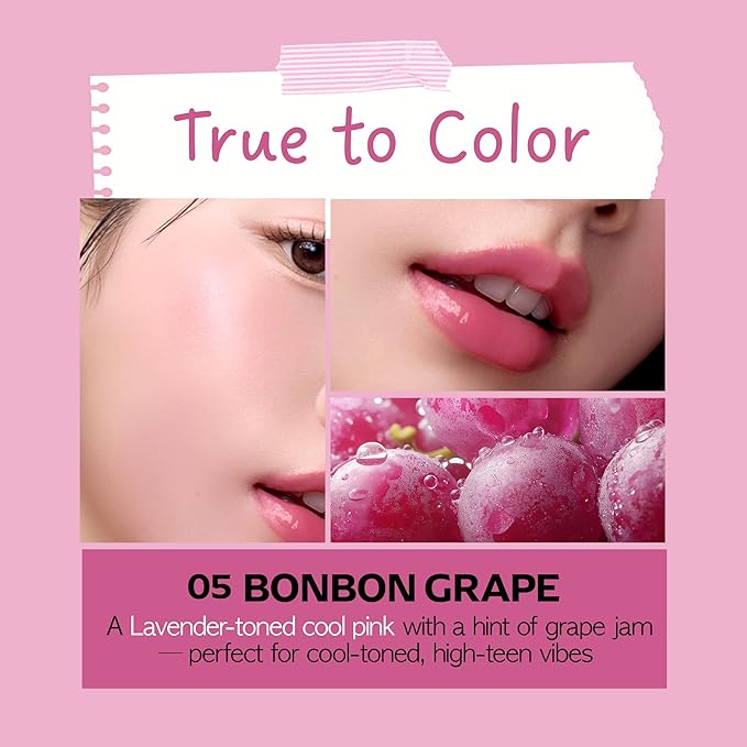 FRUDIA Korean Makeup Lip + Cheek Glow Jam |Long lasting, Moisturizing & Plumping | Non - Sticky & Glossy Color for Eyes, Lips & Cheeks |Bonbon Grape – Cool pink with a hint of grape purple - 4.5 gm