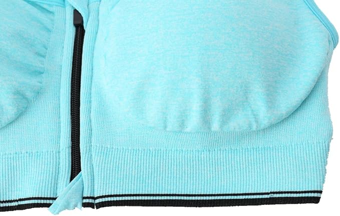 Women's Zipper Front Closure Sports Bra Racerback Yoga Bras