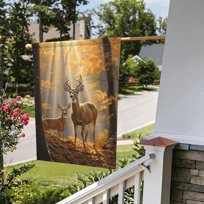 Deer in Woods Garden Flag 12x18 In Double Sided Yard Flags Lawn Sign Decor No Flagstand
