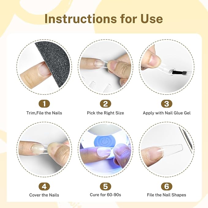 JODSONE Long Straight Nails Tips Full Cover Soft Gel Nail Tips for Professional Pre-shaped Straight Shape False Nail Half Matte Fake Nail 240PCS 12 Sizes