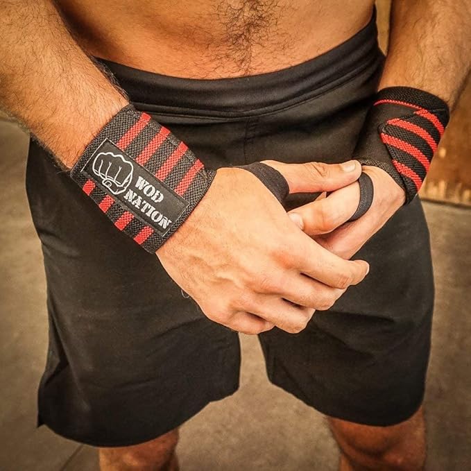 WOD Nation Wrist Wraps for Weightlifting & Strength Training – Professional Gym Straps w/Thumb Loop for Men & Women