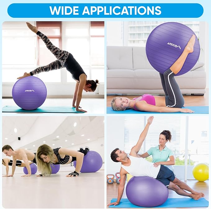APEXUP Yoga Ball Exercise Ball Anti Slip Heavy Duty for Fitness, Balance & Core Workout