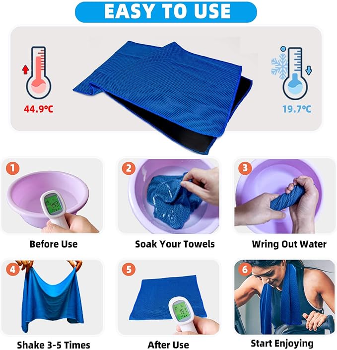 Cooling Towels, Soft Breathable Sweat Ice Towel for Sports, Yoga, Gym, Golf, Camping, Running, Fitness, Workout & More Activities