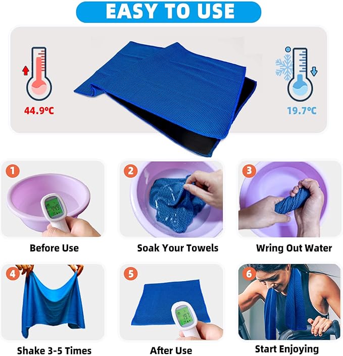 Cooling Towels, Soft Breathable Sweat Ice Towel for Sports, Yoga, Gym, Golf, Camping, Running, Fitness, Workout & More Activities