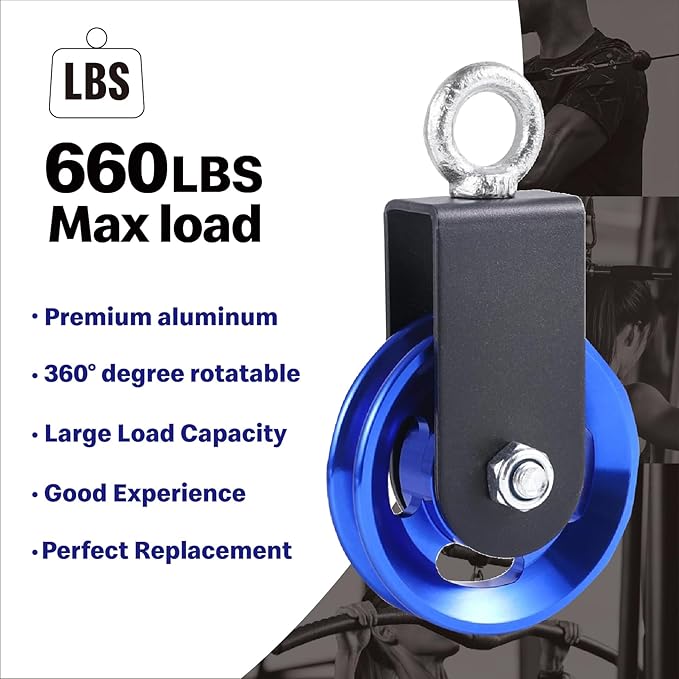 Pulley system for home gym, Aluminum GYM Pulley Wheel Universal Aluminum Alloy Bearing Pulley Wheel for Cable Machine Gym Equipment Part Garage Door