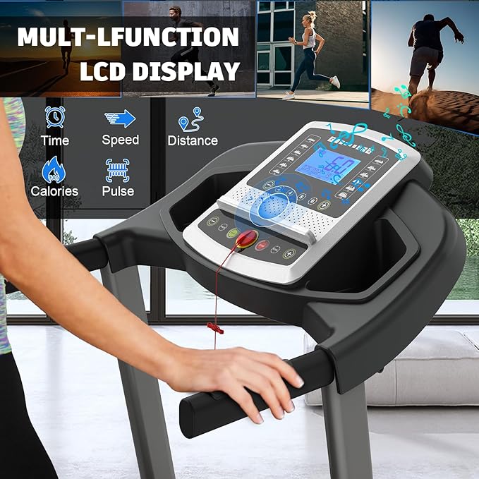 Folding Treadmills for Home/Office-3.5 HP 330lbs Weight Capacity Portable Electric Foldable Treadmill Walking Exercise Walk Machine Heavy Duty Treadmill Fitness Workout Jogging Green