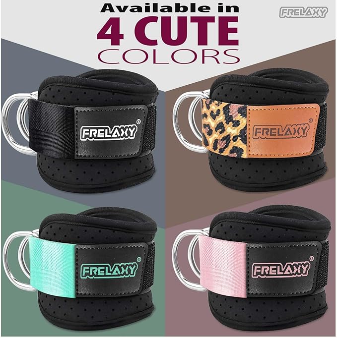 Frelaxy Ankle Straps for Cable Machine – Comfortable & Durable Leg Straps for Kickbacks, Glute Workouts, and Lower Body Exercises – Perforated Neoprene Padding & Tapered Fit