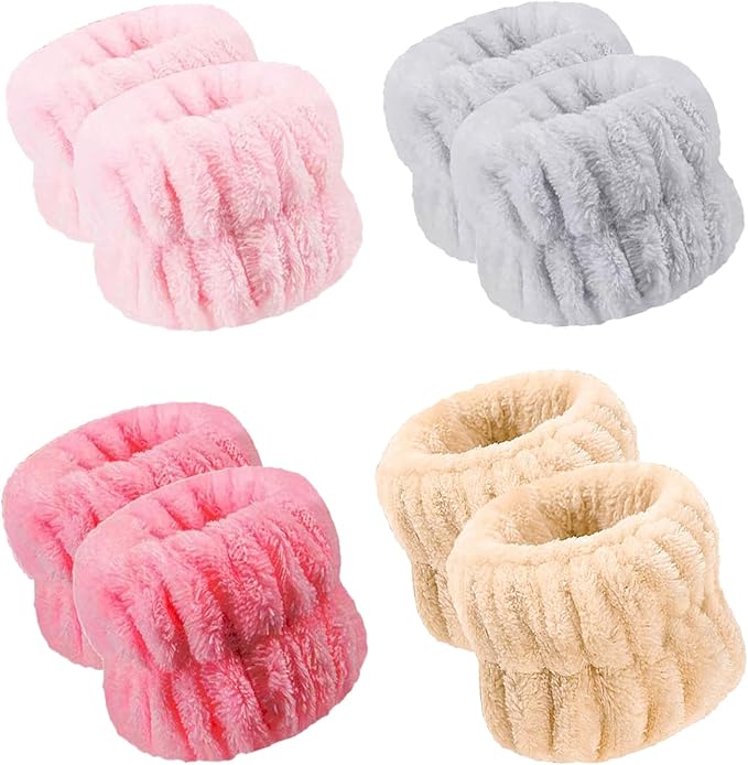 8Pcs Microfiber Wrist Bands for Washing Face, Absorbent Face Washing Wristbands, Spa Wristbands for Face Washing, Wrist Towels for Washing Face, Prevent Water from Spilling Down Your Arms.
