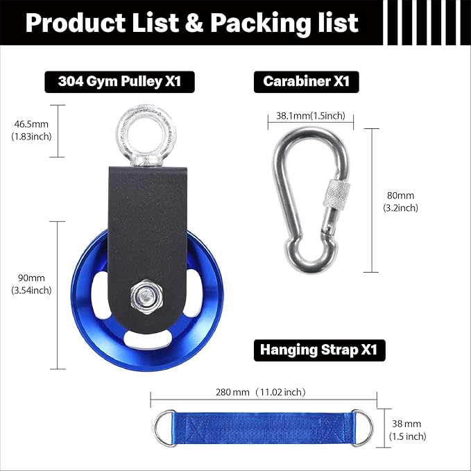 Pulley system for home gym, Aluminum GYM Pulley Wheel Universal Aluminum Alloy Bearing Pulley Wheel for Cable Machine Gym Equipment Part Garage Door
