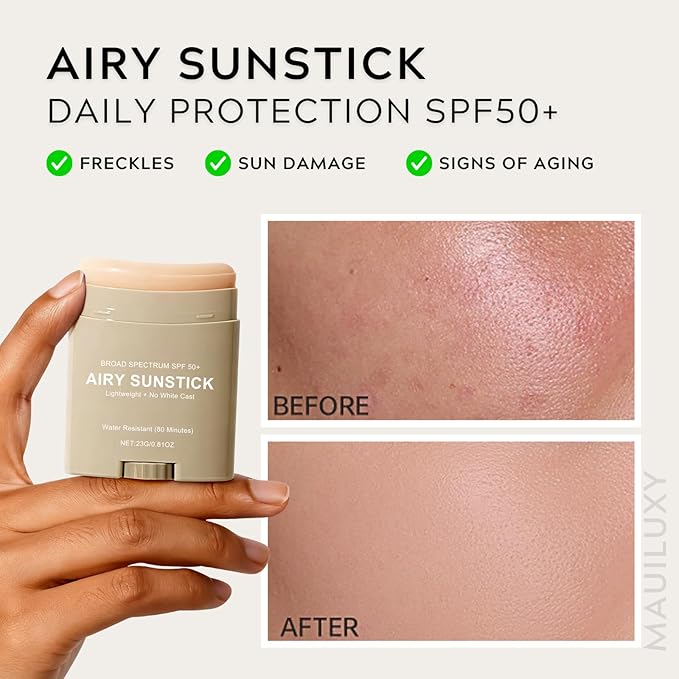 Airy Sunstick Protection - Invisible Korean Sunscreen Stick SPF 50+ Suncare Sunblock, Lightweight & No White Cast, Under & Over Makeup, Outdoor Sports & Travel-Friendly 23 g / 0.81 oz
