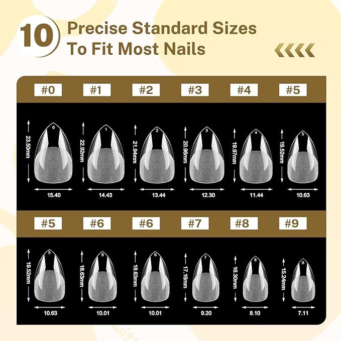 JODSONE Short Orbicular Half Matte Pre shaped Soft Gel Tips Fake Nails False Acrylic Clear Full Cover Press on Extension Gel Kit Manicure DIY at Home 240PCS 10Sizes