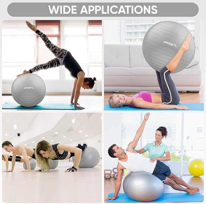 APEXUP Yoga Ball Exercise Ball Anti Slip Heavy Duty for Fitness, Balance & Core Workout