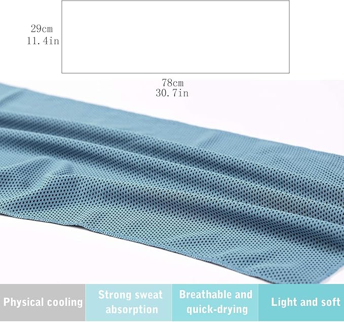 INNOLIFE 6 Pack Cooling Towels Breathable Ice Towel for Sports, Gym, Fitness, Running, Hiking, Yoga - Blue